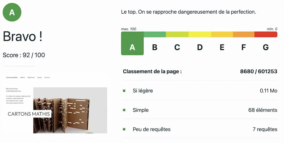 Exemple de mini-site éco-conçu : Cartons Mathis